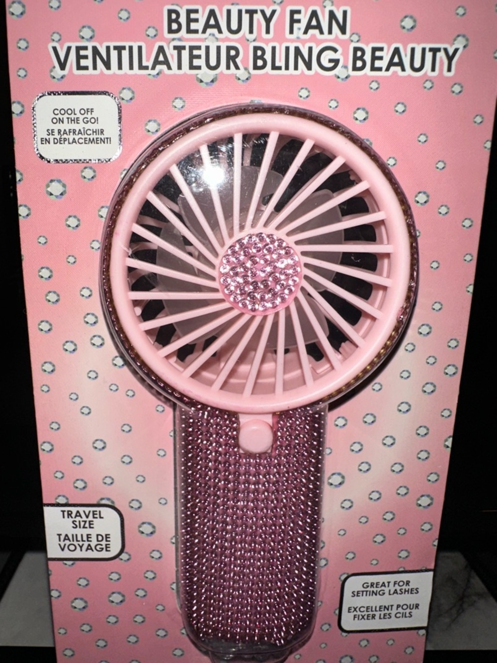 Must Have Beauty Pink Bling Travel Beauty Fan